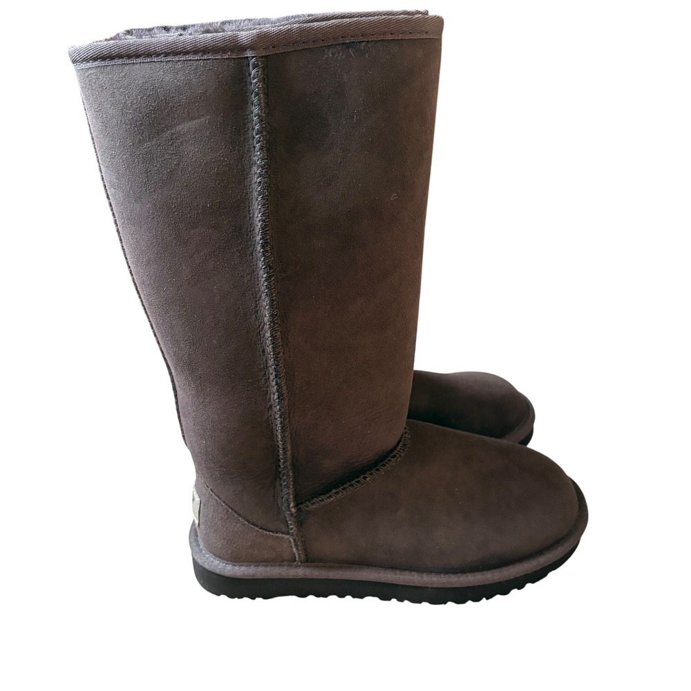 Kids UGG Australia Tall Boots Chocolate Brown Suede Sheepskin‎ Lined Size 2